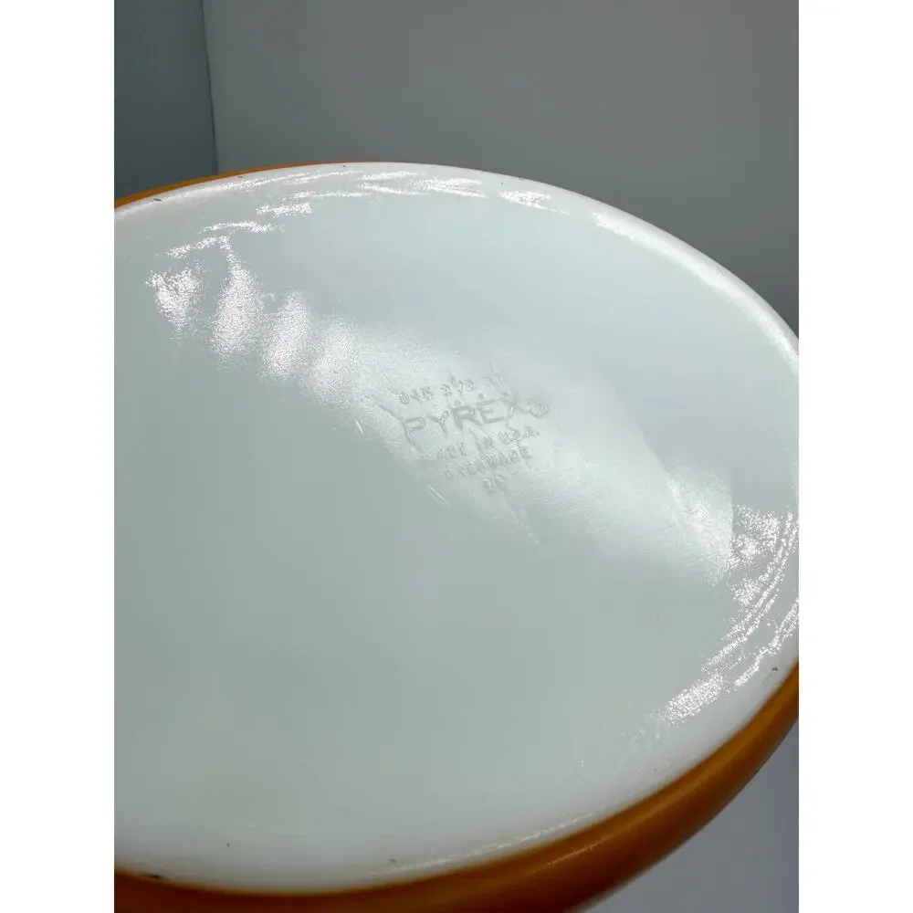 Vintage Pyrex 045 2.5 Qt Oval Casserole Dish Brown Orange Harvest Fruit USA